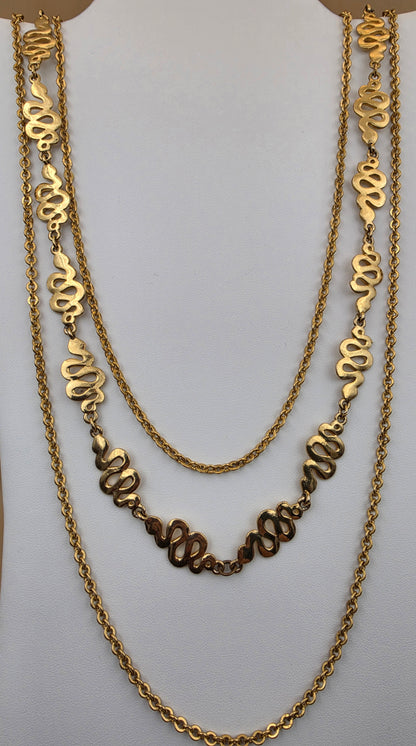 Vintage Gold Tone 3 Layer Necklace