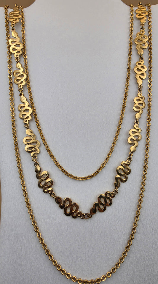 Vintage Gold Tone 3 Layer Necklace