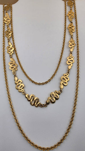 Vintage Gold Tone 3 Layer Necklace