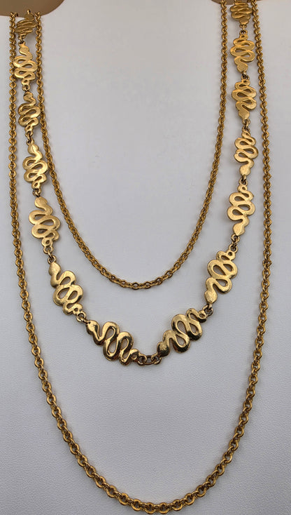 Vintage Gold Tone 3 Layer Necklace