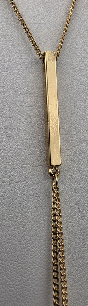 Vintage Gold Tone/Black Chain Tassel/Bolo Style Necklace