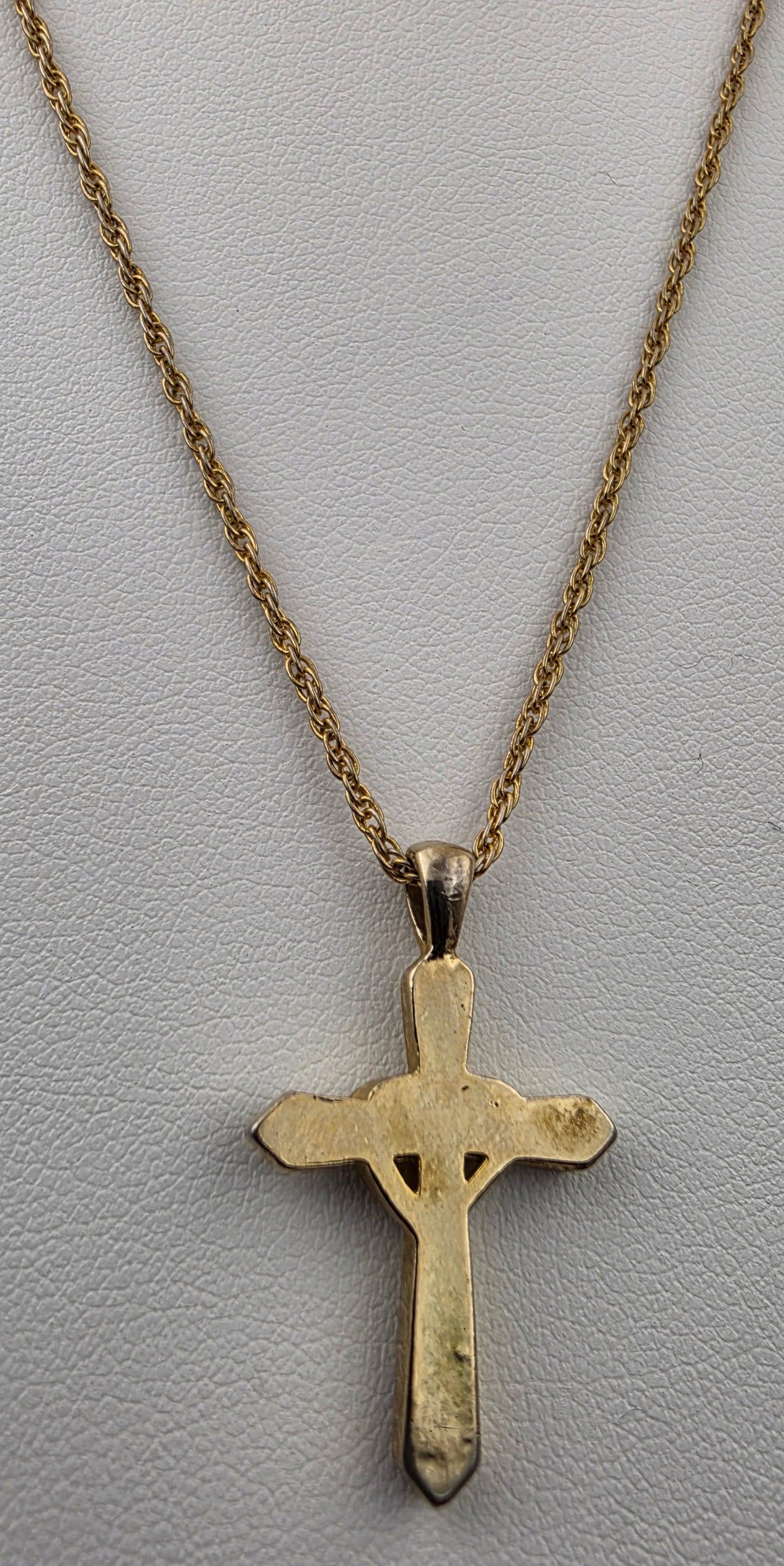 Gold Tone/Clear Rhinestone/Heart Wrapped Cross Pendant on 16"- 18" Adjustable Gold Tone NecklaceChain Necklace