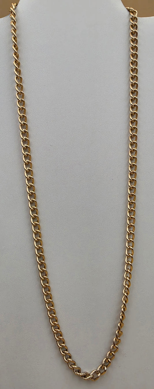 Textured Gold Tone/Open Link 28" Chain Necklace