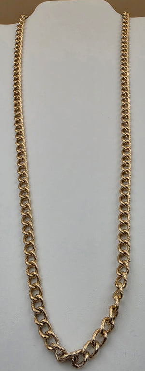 Textured Gold Tone/Open Link 28" Chain Necklace