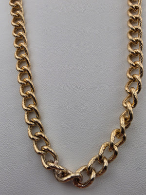 Textured Gold Tone/Open Link 28" Chain Necklace