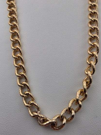 Textured Gold Tone/Open Link 28" Chain Necklace