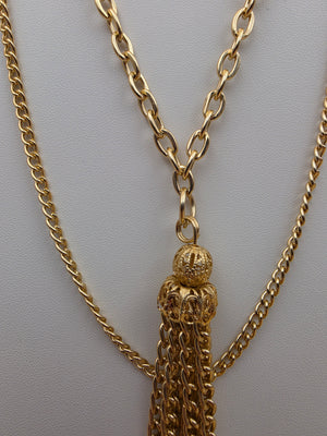 Gold Tone/Filagree Tassel Pendant/Layered Necklace