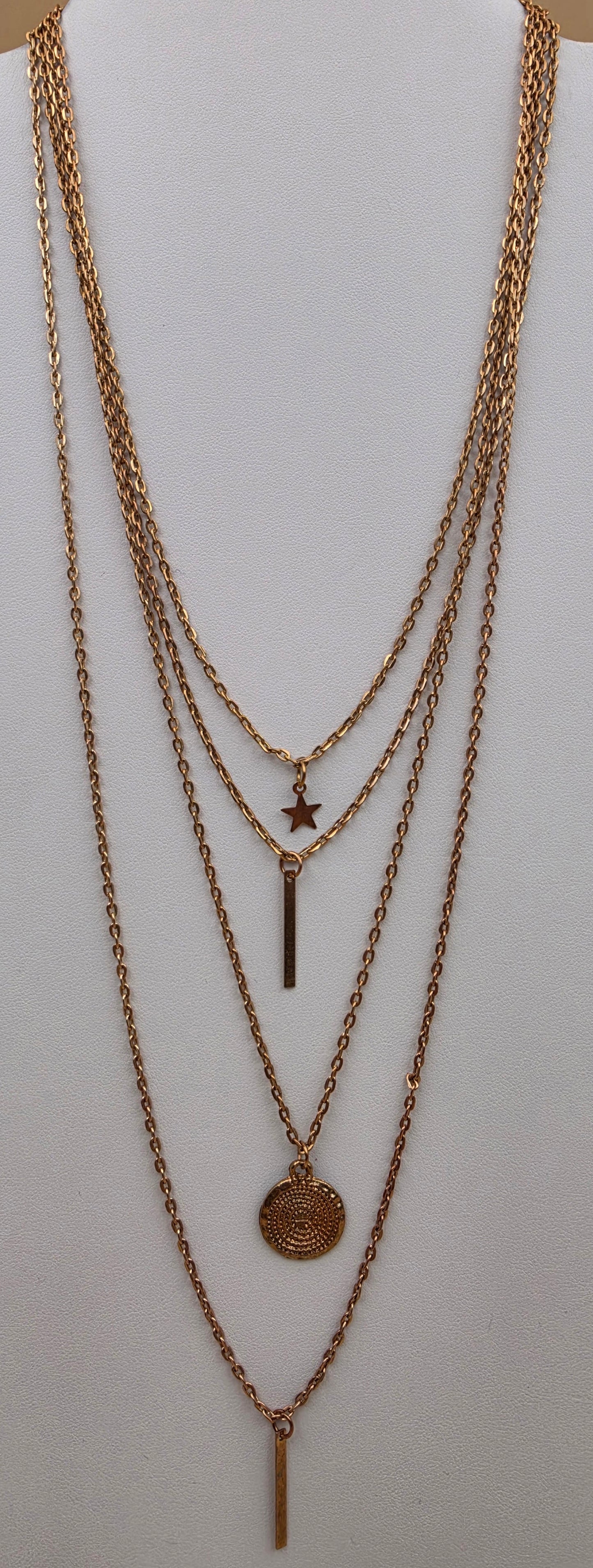 Gold Tone/Multi Layered/Multi Charm Necklace
