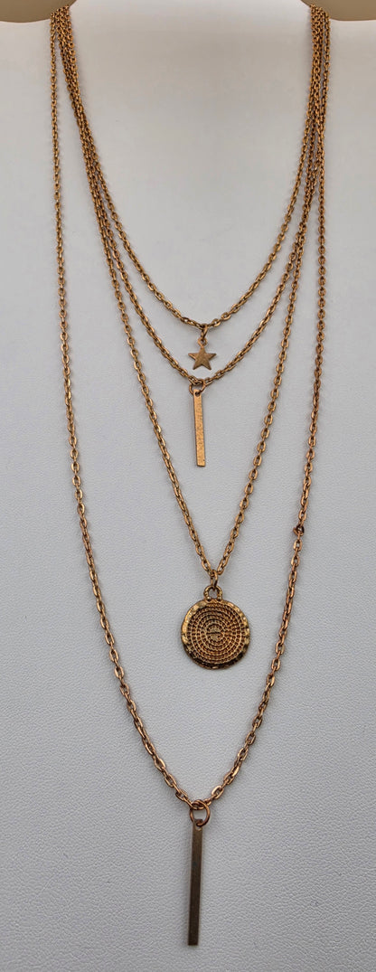 Gold Tone/Multi Layered/Multi Charm Necklace