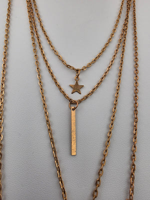 Gold Tone/Multi Layered/Multi Charm Necklace
