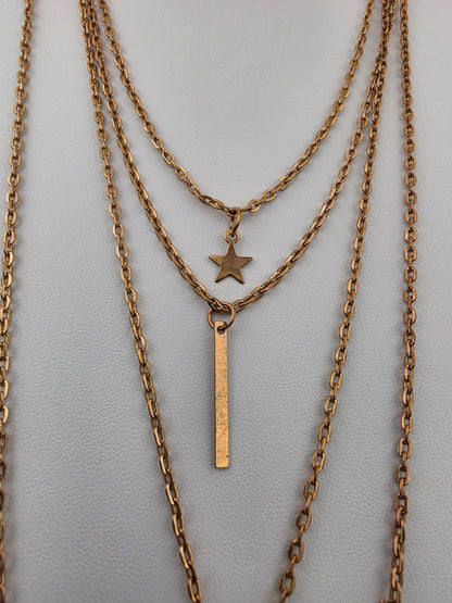 Gold Tone/Multi Layered/Multi Charm Necklace