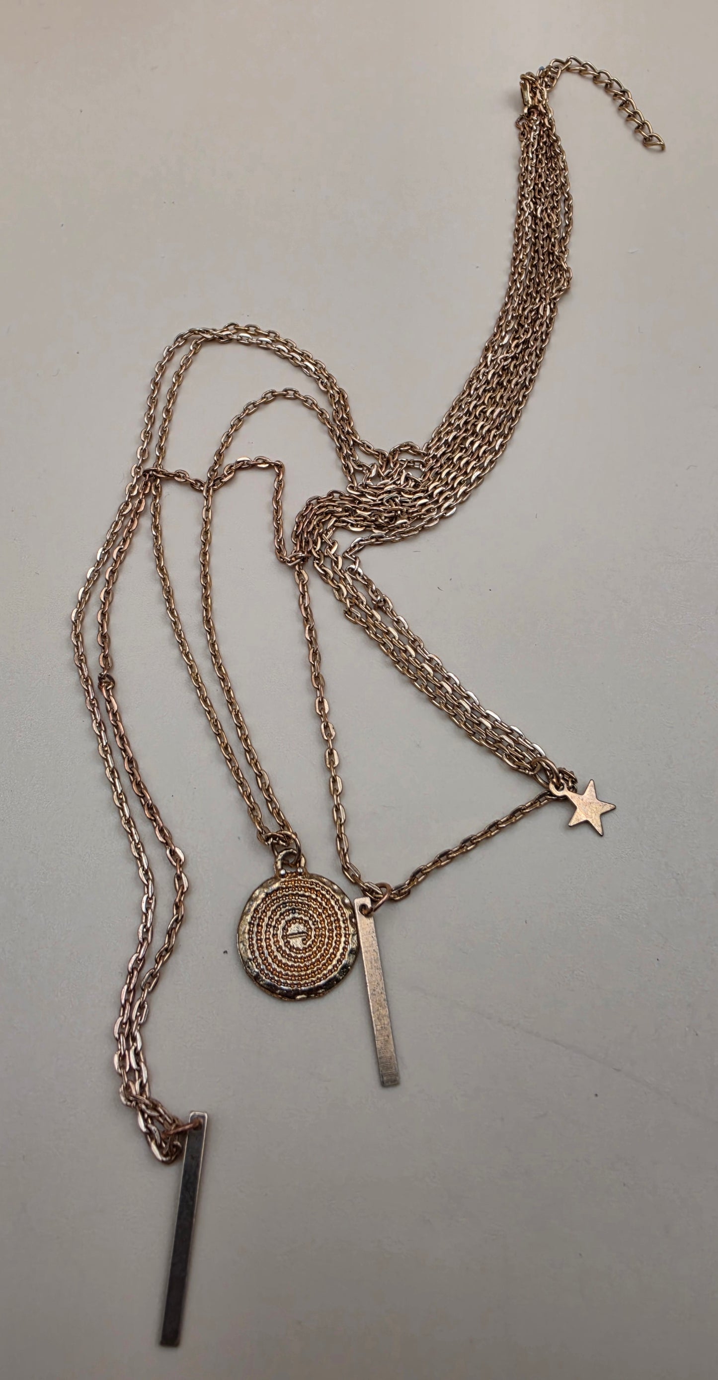 Gold Tone/Multi Layered/Multi Charm Necklace
