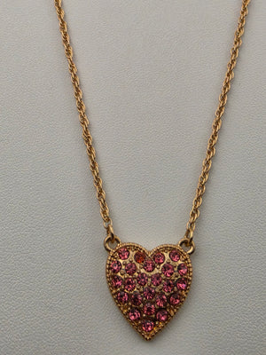 Pink Rhinestone Heart/Adjustable 20"-22" Pendant Necklace