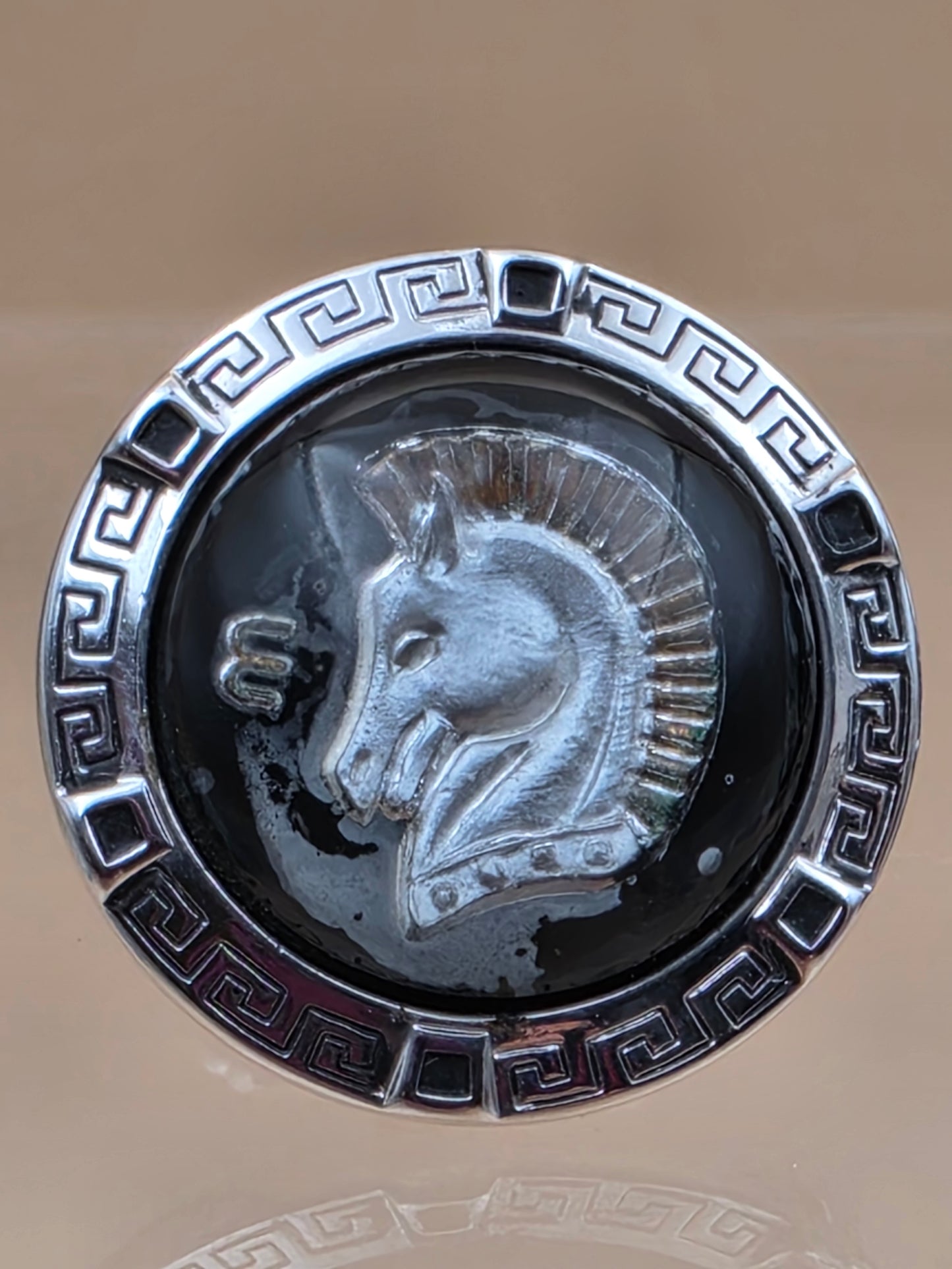 HICKOK Pair of Horse Head/Silvertone/Black Vintage Cufflinks