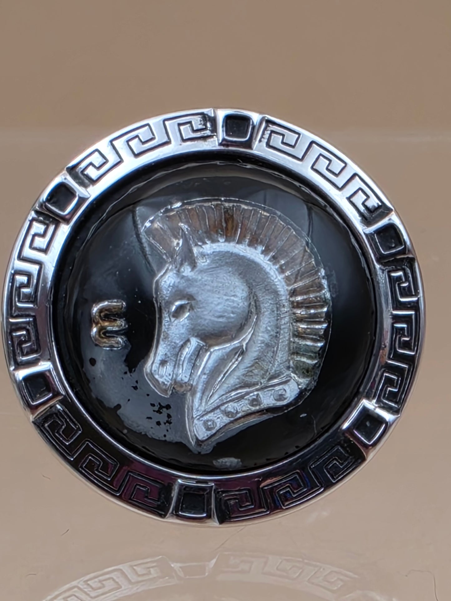 HICKOK Pair of Horse Head/Silvertone/Black Vintage Cufflinks