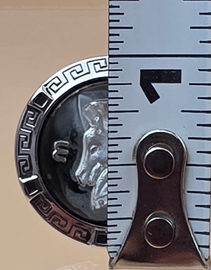 HICKOK Pair of Horse Head/Silvertone/Black Vintage Cufflinks