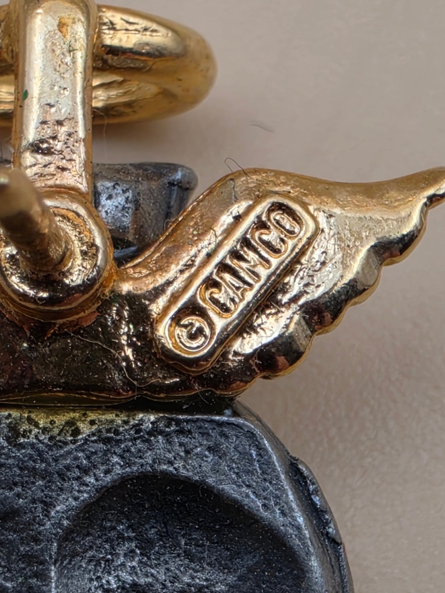 CAMCO Pewter/Goldtone/Guardian Angel Cat With Halo Vintage Tie Tack/Hat or Lapel Pin