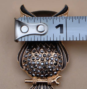 Multi Rhinestone Brown/White/Clear Owl on a Limb Brooch