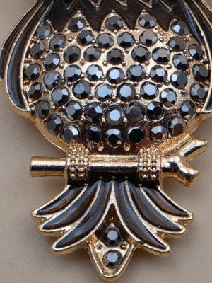 Multi Rhinestone Brown/White/Clear Owl on a Limb Brooch