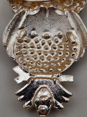 Multi Rhinestone Brown/White/Clear Owl on a Limb Brooch