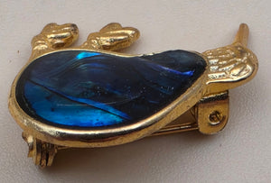New Zealand Inlaid Kiwi Paua Shell/Gold Plated/1" Bird Brooch
