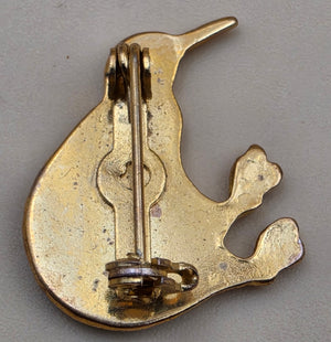 New Zealand Inlaid Kiwi Paua Shell/Gold Plated/1" Bird Brooch