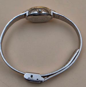ADOLFO Vintage Goldtone/Silvertone/Heart Design Vintage Women's Adjustable up to 8" Watch