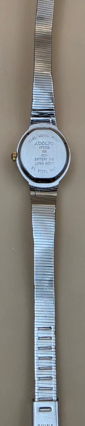 ADOLFO Vintage Goldtone/Silvertone/Heart Design Vintage Women's Adjustable up to 8" Watch