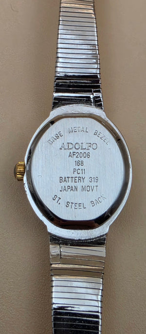 ADOLFO Vintage Goldtone/Silvertone/Heart Design Vintage Women's Adjustable up to 8" Watch