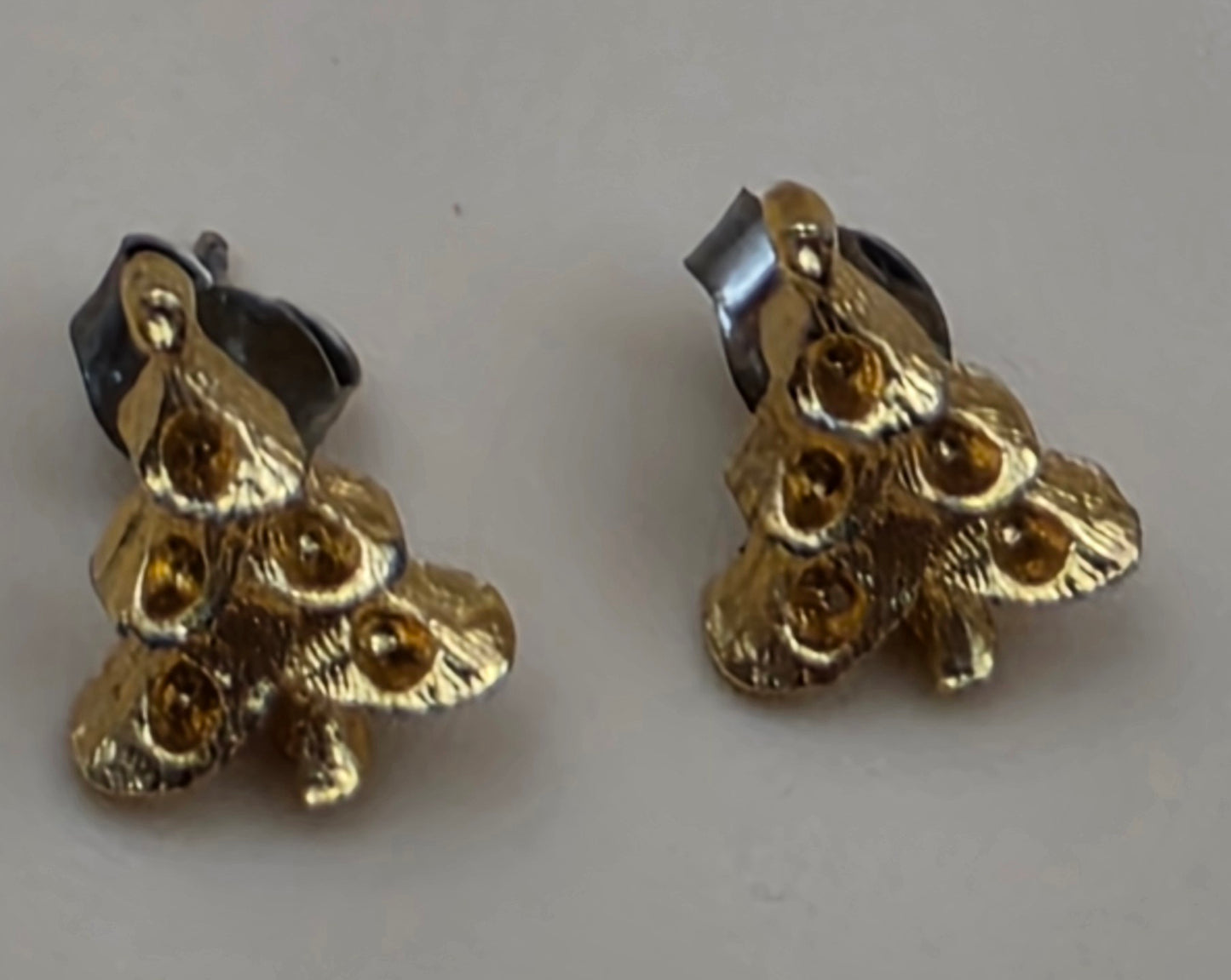 Goldtone Christmas Tree Stainless Steel Stud Earrings
