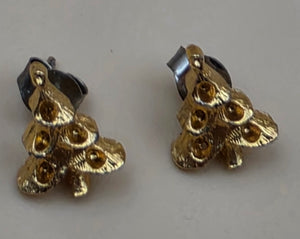 Goldtone Christmas Tree Stainless Steel Stud Earrings