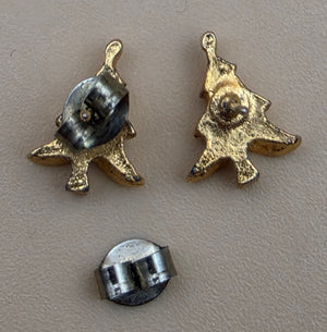 Goldtone Christmas Tree Stainless Steel Stud Earrings