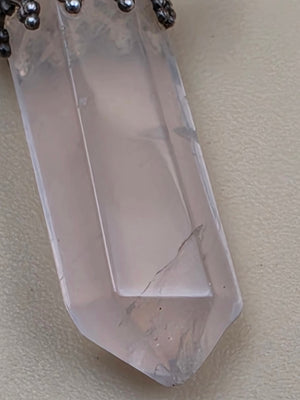 Sterling Silver/Rose Quartz Vintage 1.75" Pendant