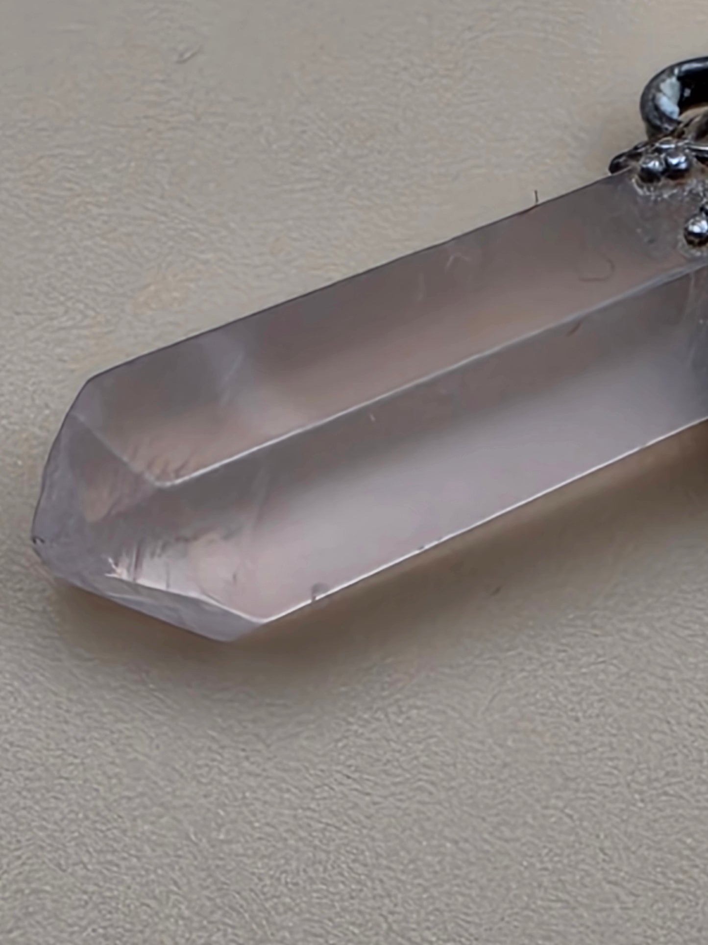 Sterling Silver/Rose Quartz Vintage 1.75" Pendant