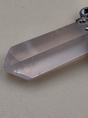 Sterling Silver/Rose Quartz Vintage 1.75" Pendant