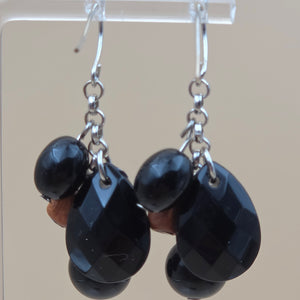 PREMIER DESIGNS Faceted Black Bead/Wooden Bead 1.75" Dangle Earrings