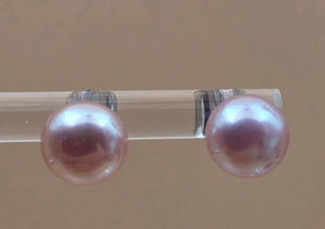Set of 3 Pair Silver/Pink/Blue Iridescent Faux Pearl 8mm Bead Stud Earrings