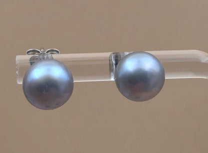 Set of 3 Pair Silver/Pink/Blue Iridescent Faux Pearl 8mm Bead Stud Earrings
