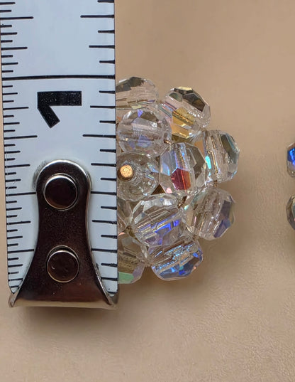 West Germany Aurora Borealis Vintage 1940's-1950's Cluster Clip On Earrings
