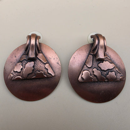 Copper Finished Round/Triangle Earrings