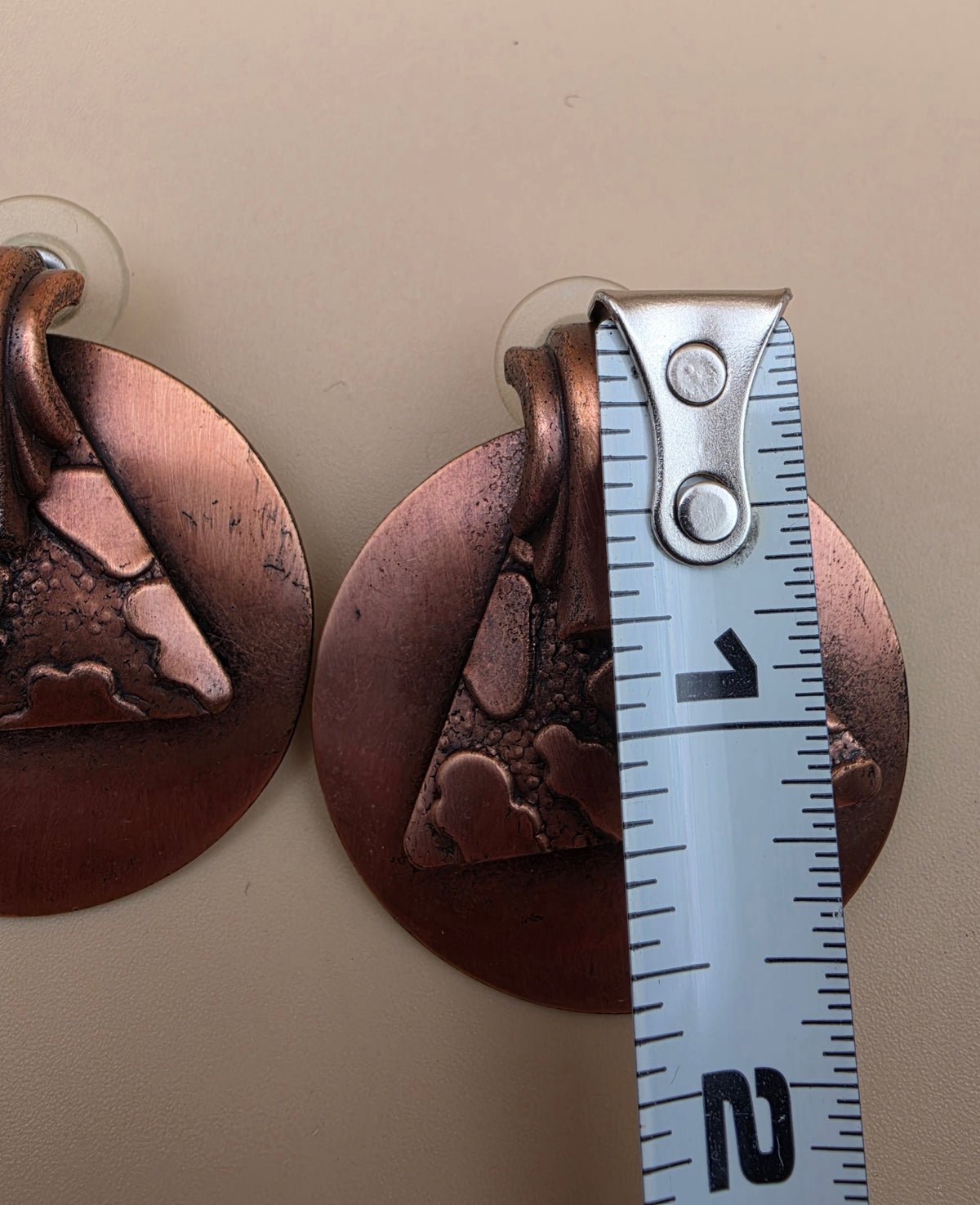 Copper Finished Round/Triangle Earrings