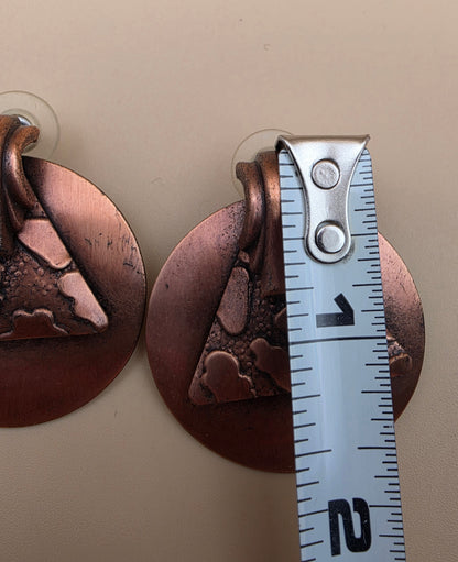 Copper Finished Round/Triangle Earrings