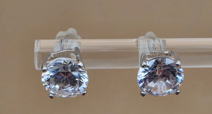Sterling Silver/Zircon 7mm Stud Earrings