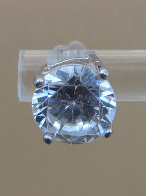Sterling Silver/Zircon 7mm Stud Earrings
