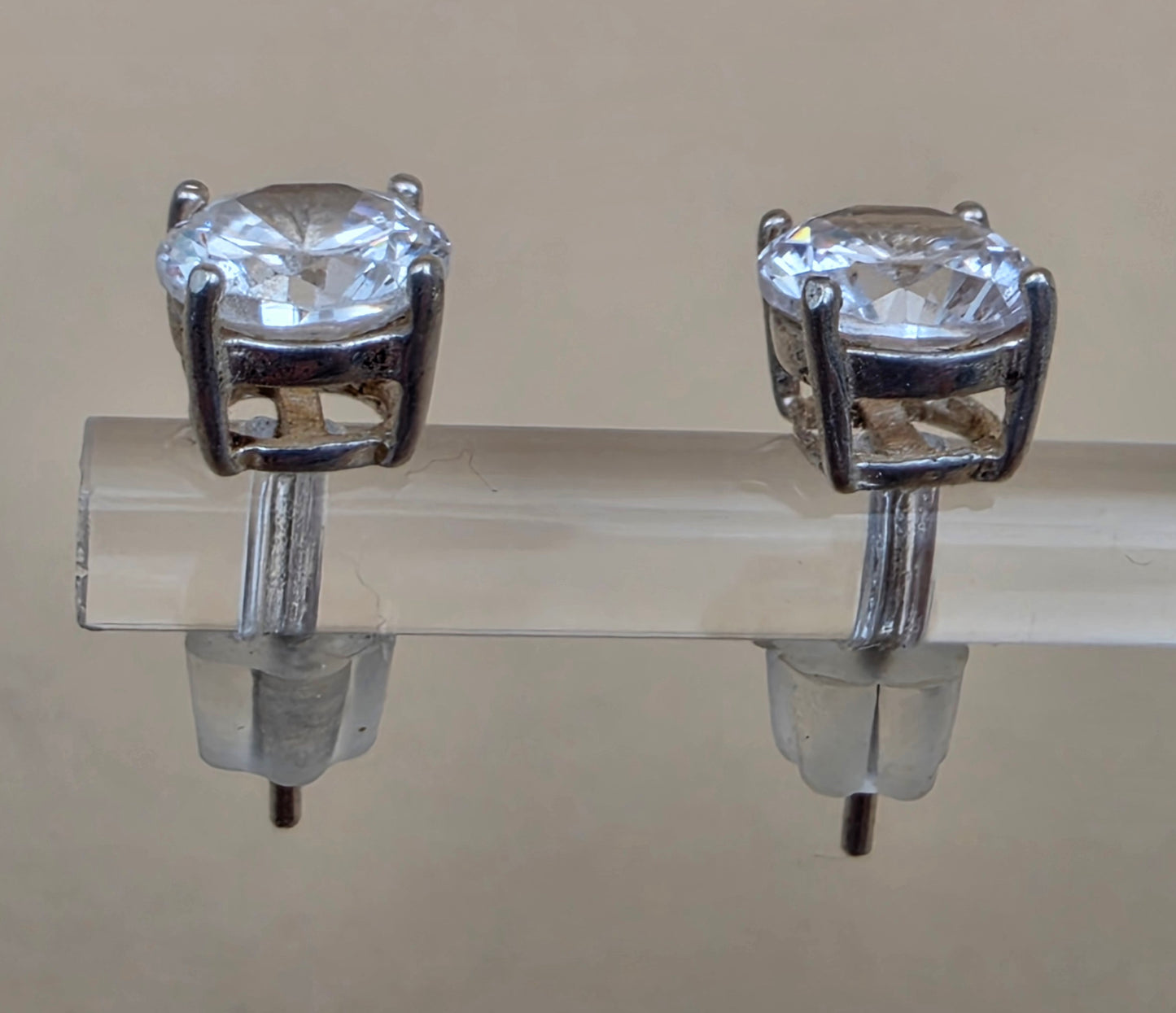 Sterling Silver/Zircon 7mm Stud Earrings