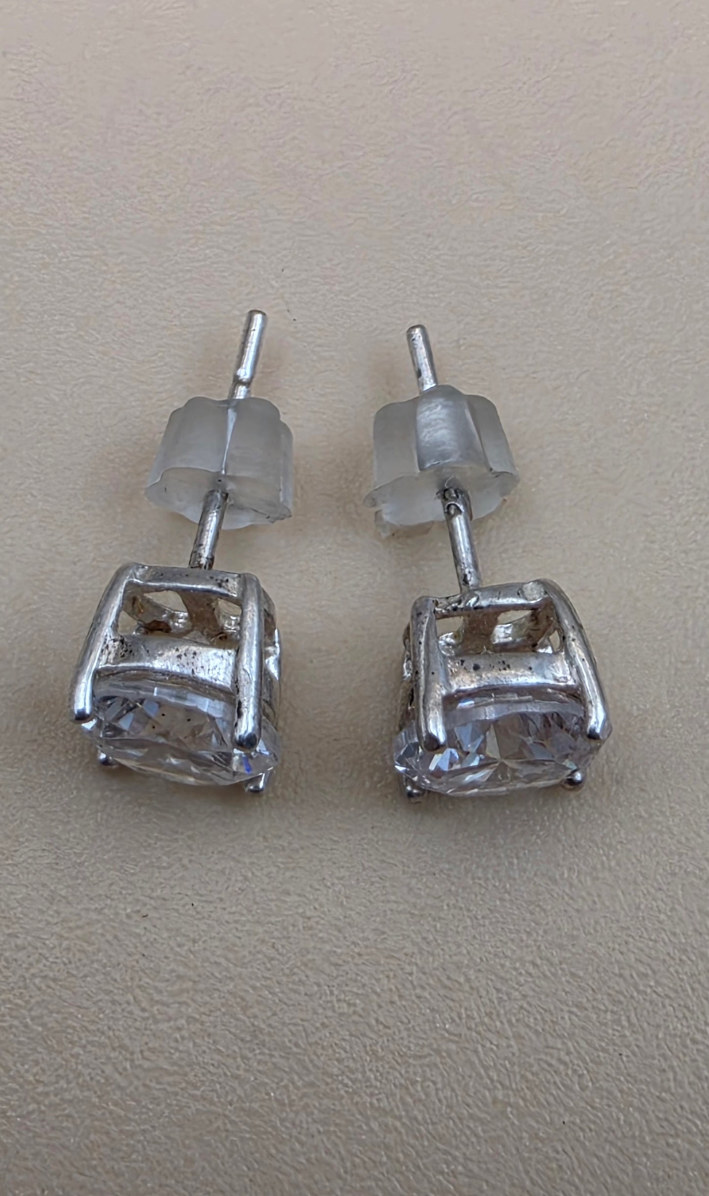 Sterling Silver/Zircon 7mm Stud Earrings