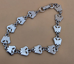 New Zealand Paua Shell Inlaid/Silvertone Butterfly  Panel Bracelet