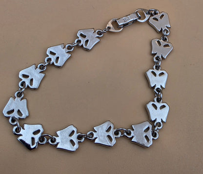 New Zealand Paua Shell Inlaid/Silvertone Butterfly  Panel Bracelet