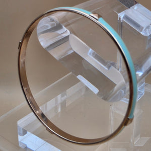 Mint Enamel/Goldtone 8" Bangle Bracelet