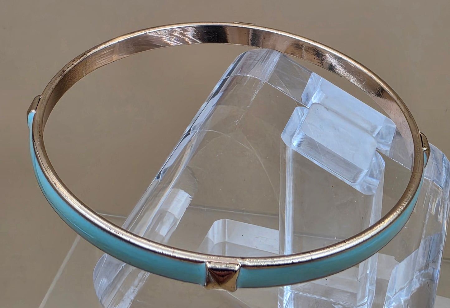 Mint Enamel/Goldtone 8" Bangle Bracelet